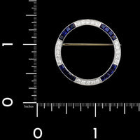 Platinum Estate Sapphire and Diamond Circle Pin