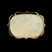14K Yellow Gold Estate Chinese Carved Mother of Pearl Gaming Chip Pin Pendant