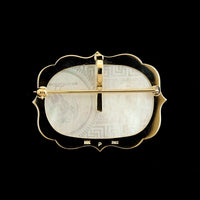 14K Yellow Gold Estate Chinese Carved Mother of Pearl Gaming Chip Pin Pendant
