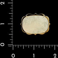 14K Yellow Gold Estate Chinese Carved Mother of Pearl Gaming Chip Pin Pendant