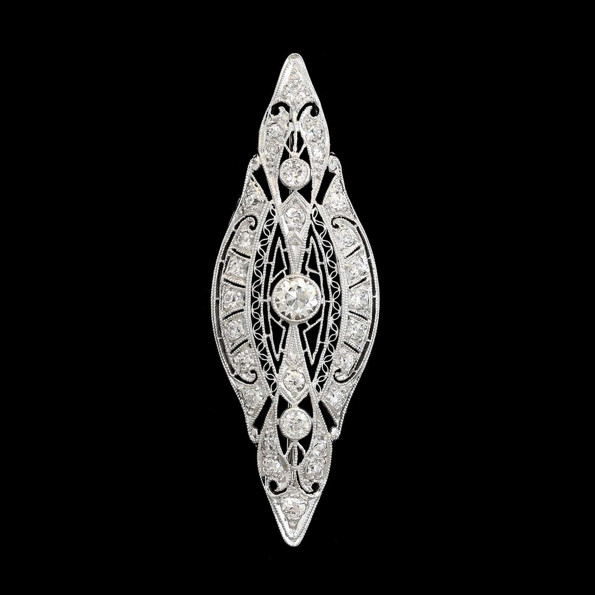 Antique Platinum Estate Diamond Pin