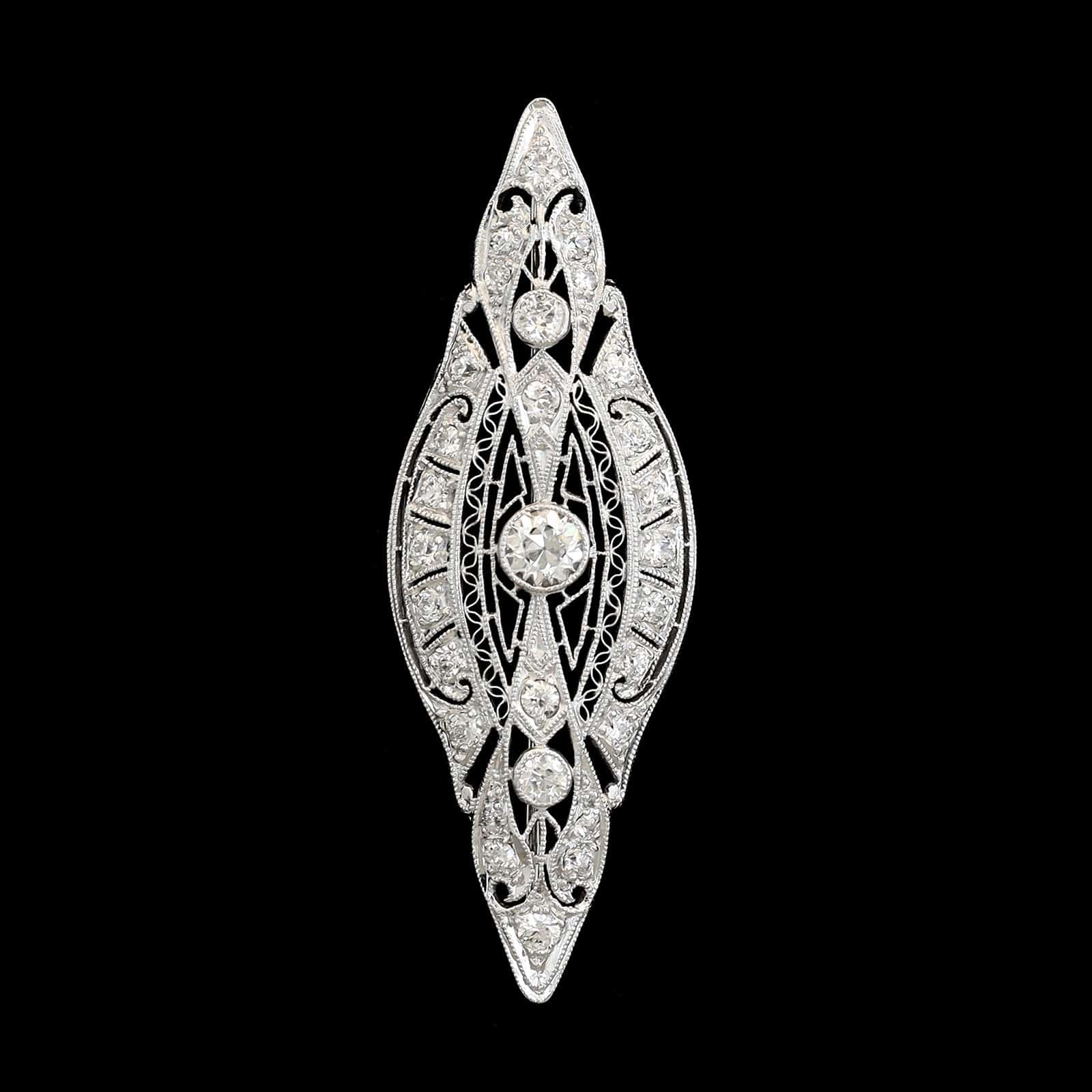 Antique Platinum Estate Diamond Pin