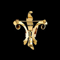 Retro 14K Rose and Yellow Gold Estate Fleur De Lis Pin