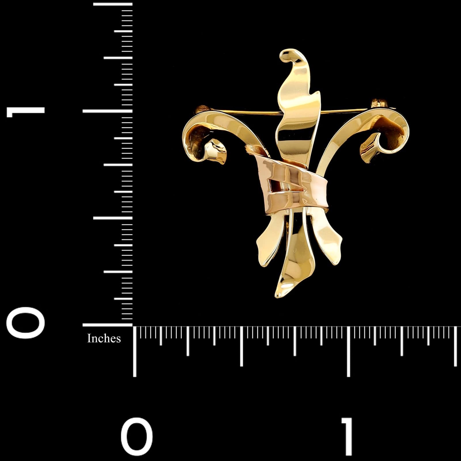 Retro 14K Rose and Yellow Gold Estate Fleur De Lis Pin