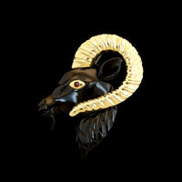 Domenique Arpels 18K Yellow Gold Estate Onyx Ram's Head Brooch