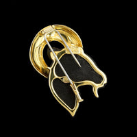 Domenique Arpels 18K Yellow Gold Estate Onyx Ram's Head Brooch