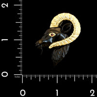 Domenique Arpels 18K Yellow Gold Estate Onyx Ram's Head Brooch