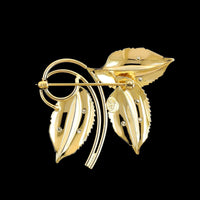 Harry S. Bick 14K Yellow Gold Estate Diamond Leaf Pin