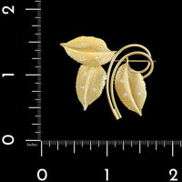 Harry S. Bick 14K Yellow Gold Estate Diamond Leaf Pin