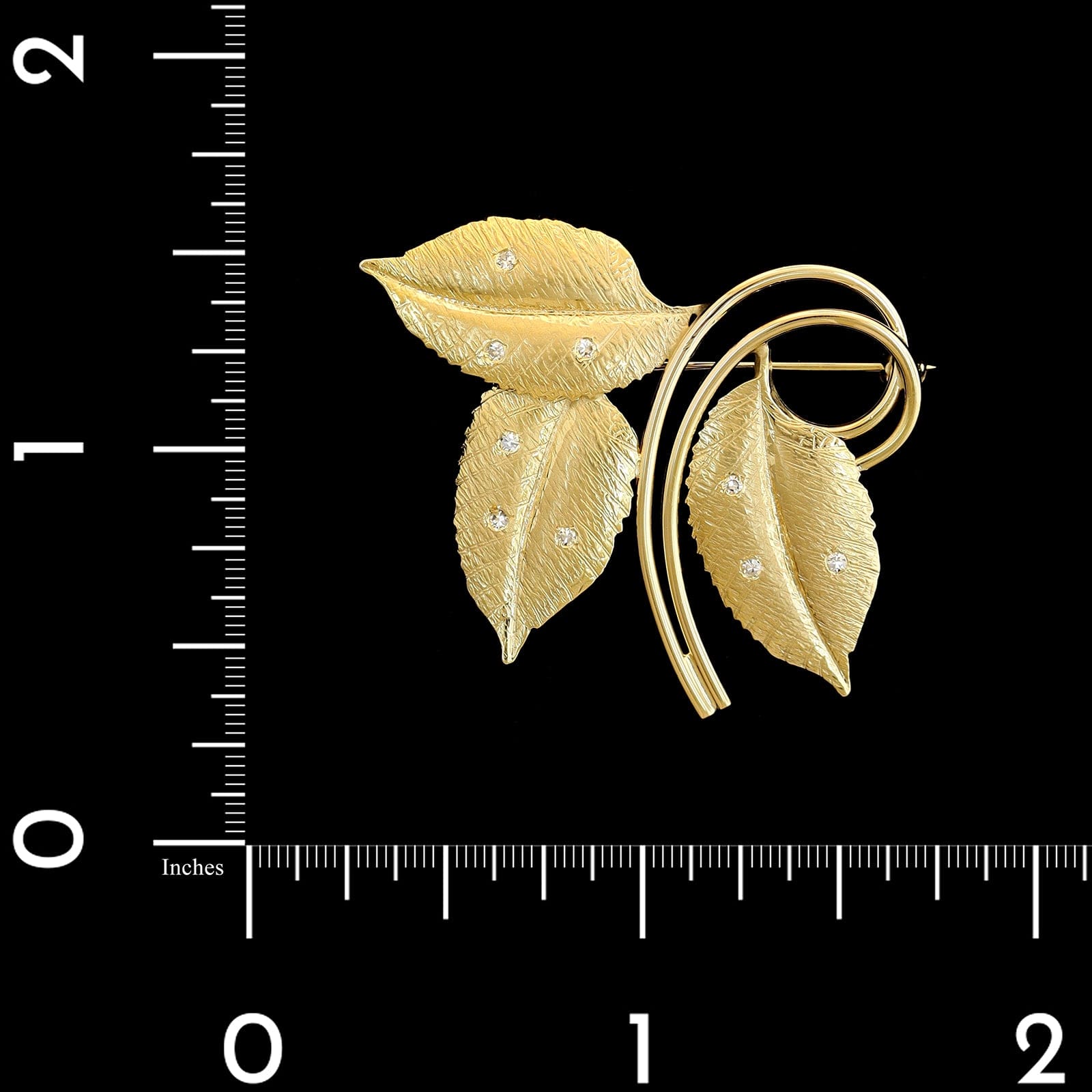 Harry S. Bick 14K Yellow Gold Estate Diamond Leaf Pin