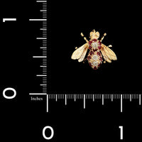 14K Yellow Gold Estate Ruby and Diamond Bee Pin