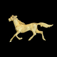 14K Yellow Gold Estate Horse Pin