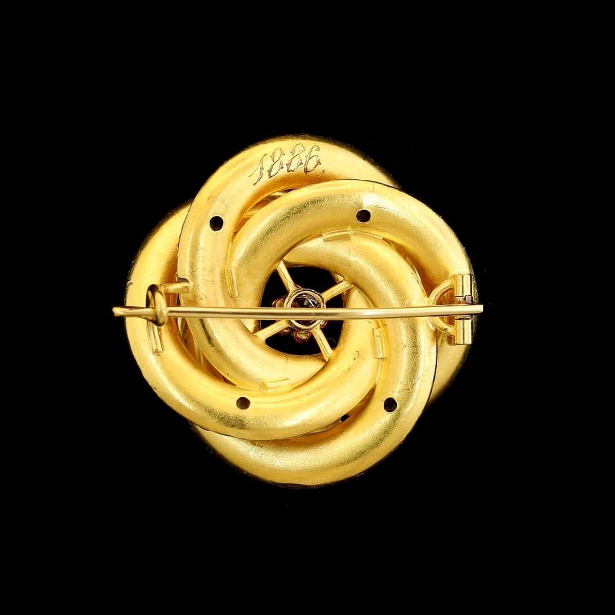 Victorian 14K Yellow Gold Estate Knot Diamond Pin