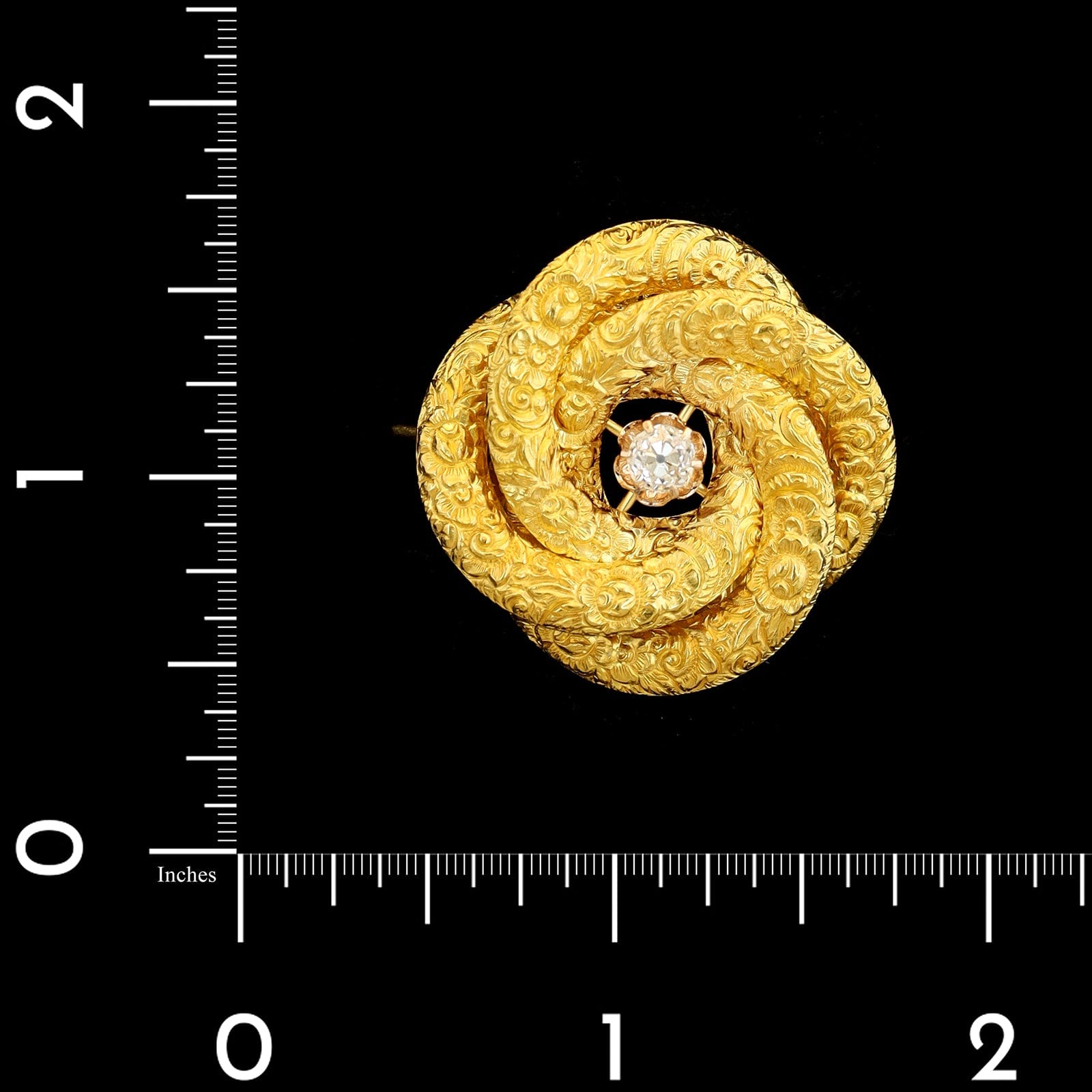 Victorian 14K Yellow Gold Estate Knot Diamond Pin