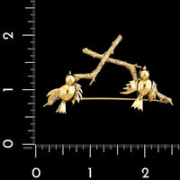 Vintage 14K Yellow Gold Estate Birds on a Branch Pin
