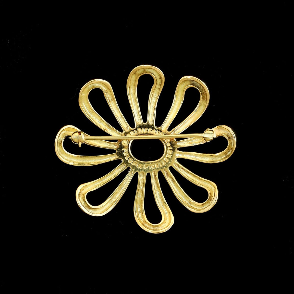 Tiffany & Co. Paloma Picasso 18K Yellow Gold Estate Onyx Daisy Flower Pin