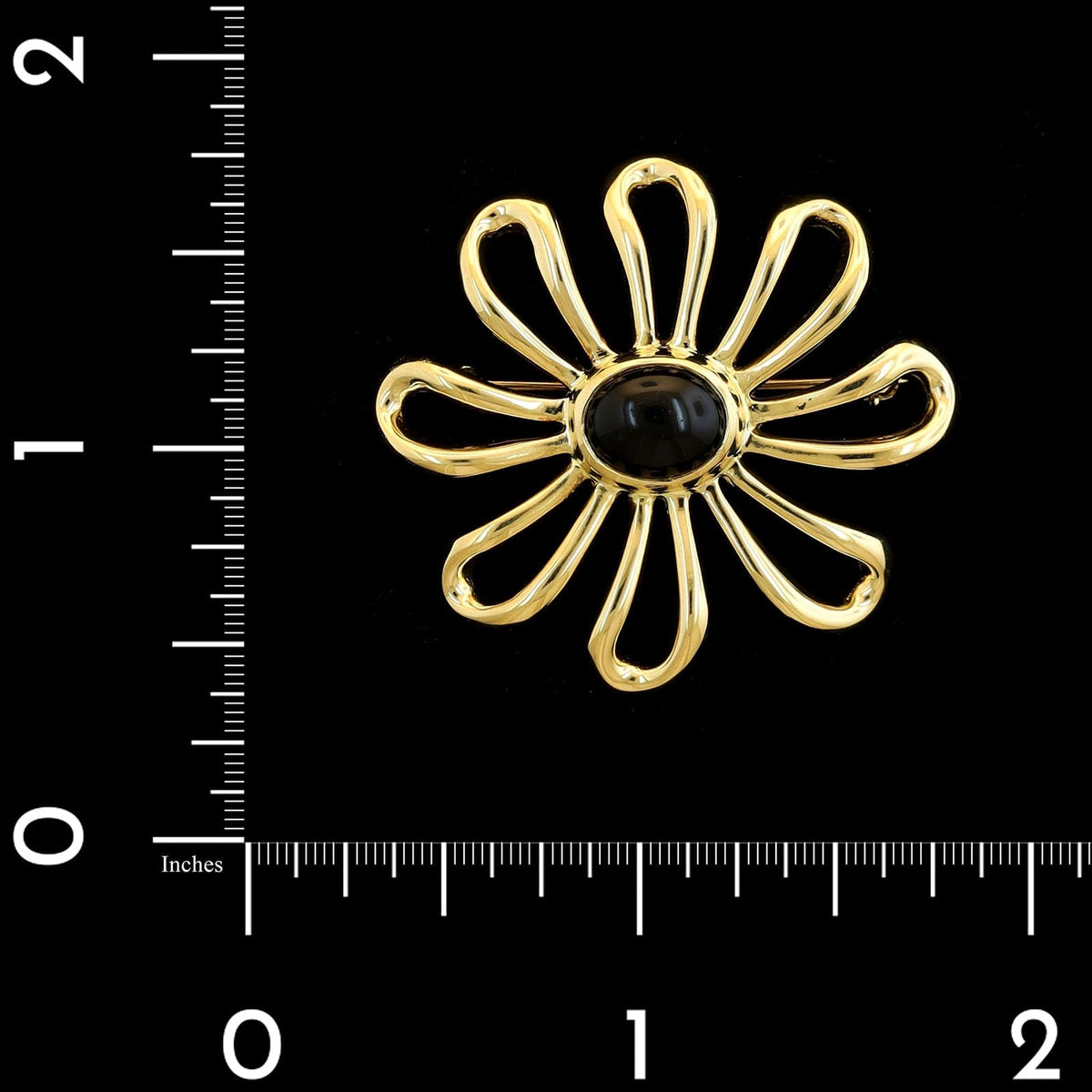 Tiffany & Co. Paloma Picasso 18K Yellow Gold Estate Onyx Daisy Flower Pin