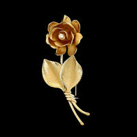 Harry S. Bick 14K Yellow Gold Estate Diamond Rose Pin
