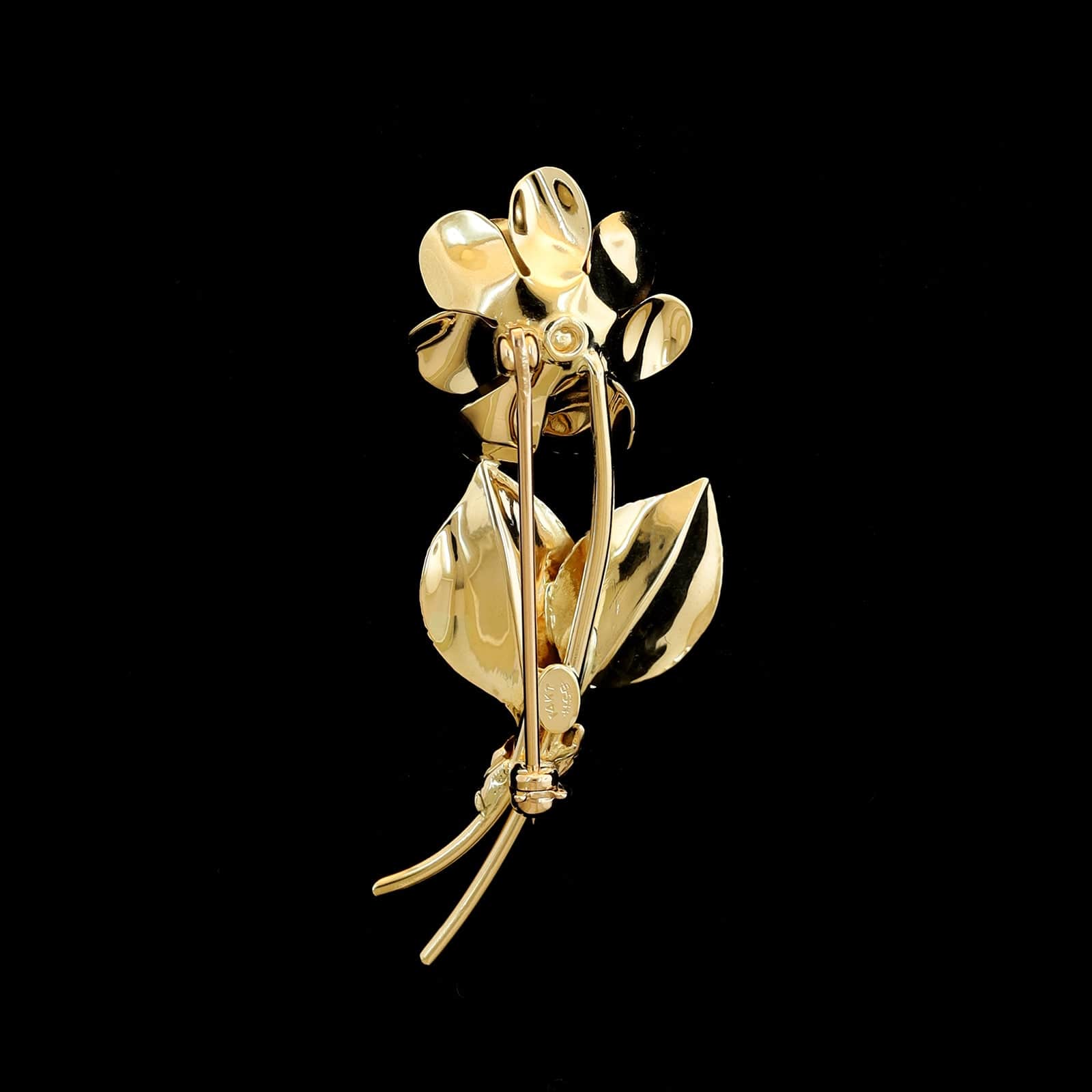 Harry S. Bick 14K Yellow Gold Estate Diamond Rose Pin