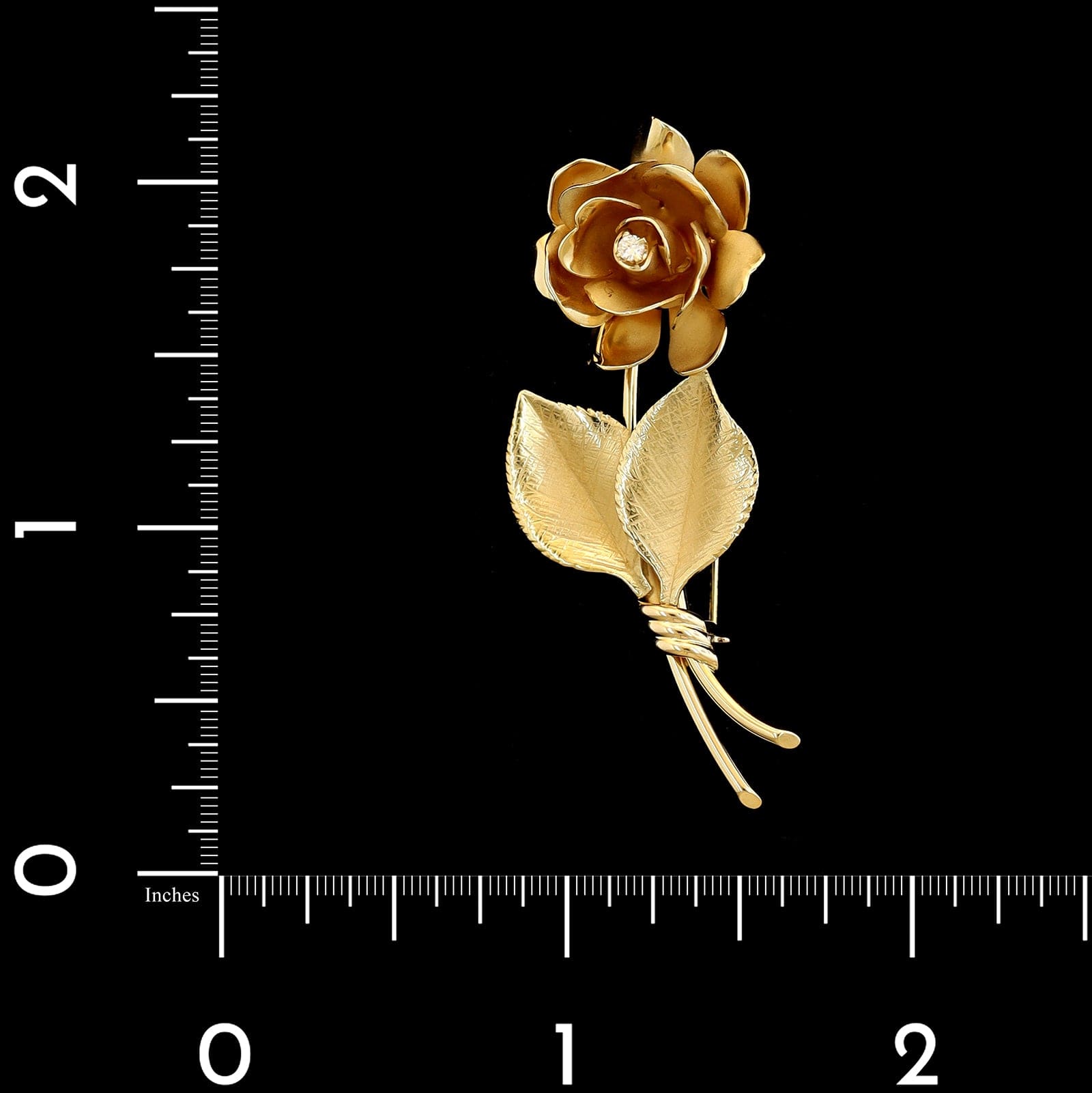 Harry S. Bick 14K Yellow Gold Estate Diamond Rose Pin