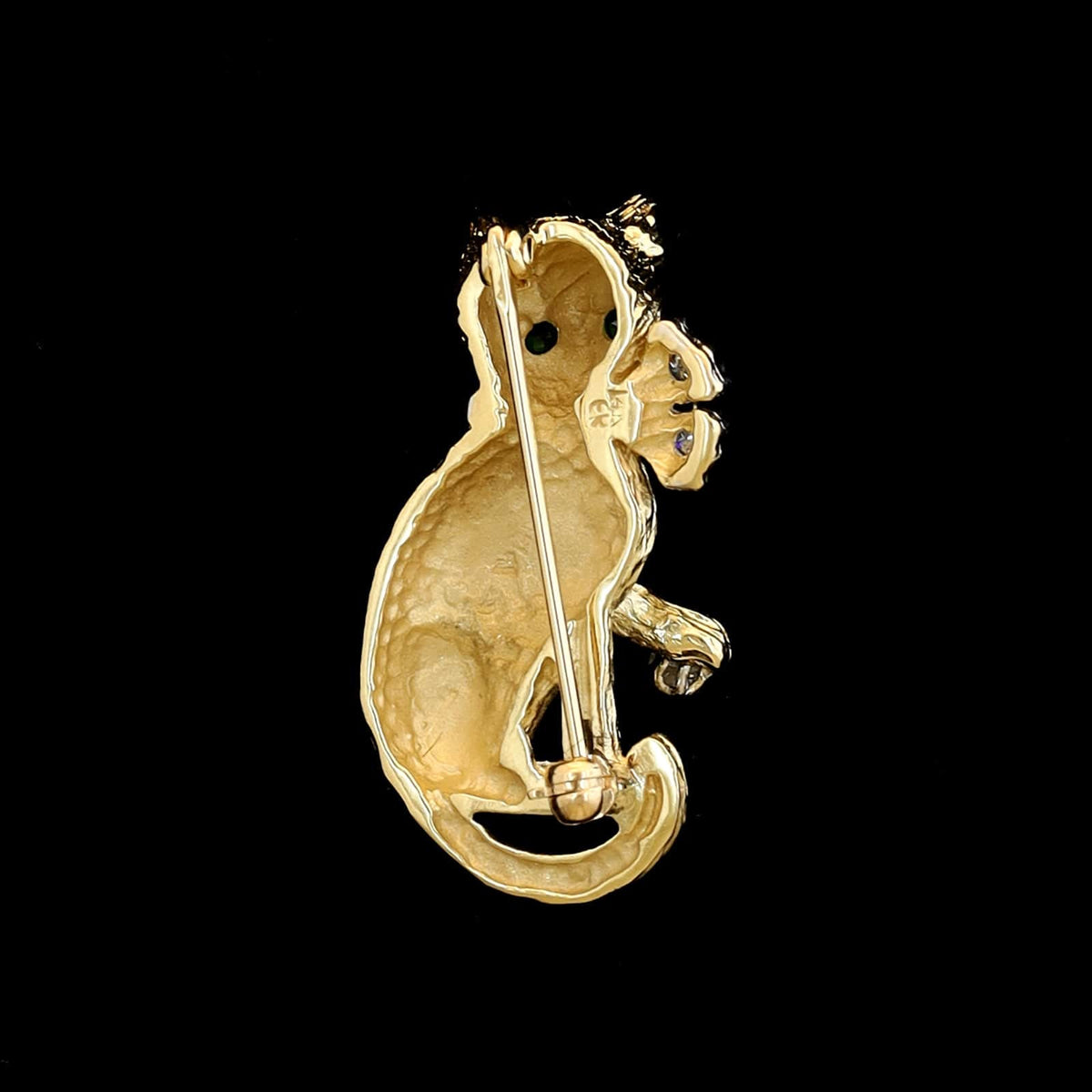 14K Two-tone Gold Estate Diamond Cat Pin