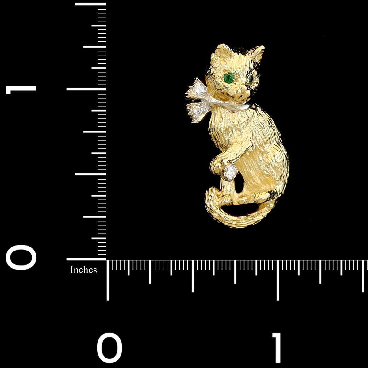 14K Two-tone Gold Estate Diamond Cat Pin
