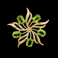 14K Yellow Gold Estate Peridot Pin