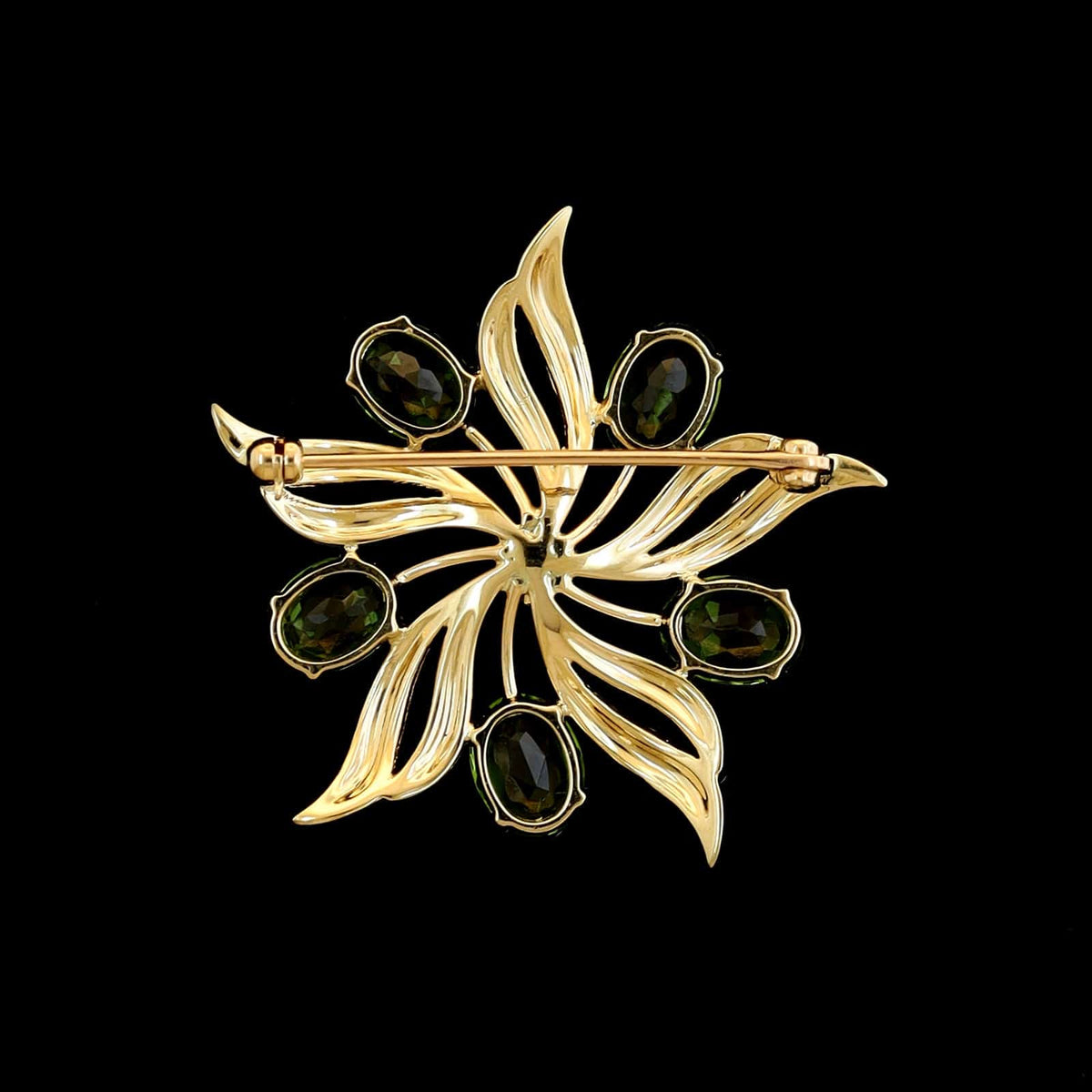 14K Yellow Gold Estate Peridot Pin