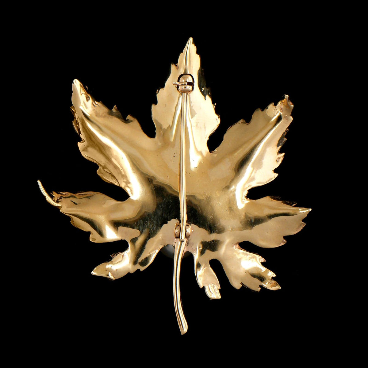 14K Yellow Gold Estate Cultured Pearl Leaf Pin