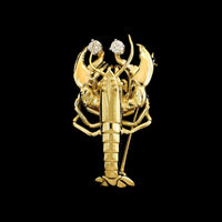 18K Yellow Gold Estate Diamond Lobster Pin