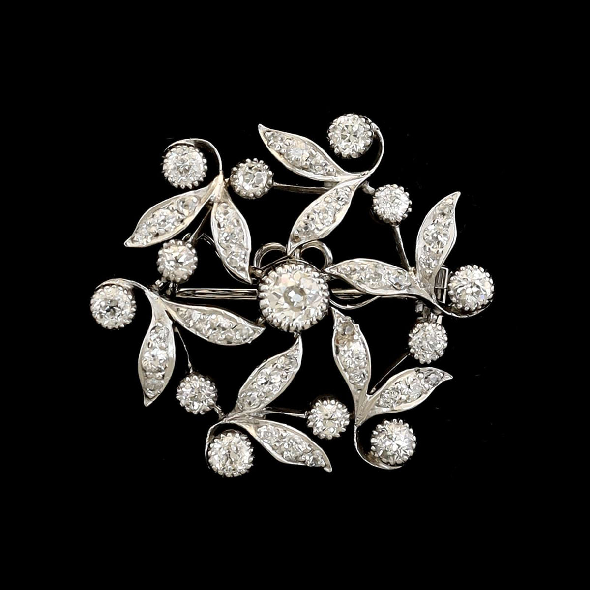 Antique 14K White Gold Estate Diamond Pin Pendant