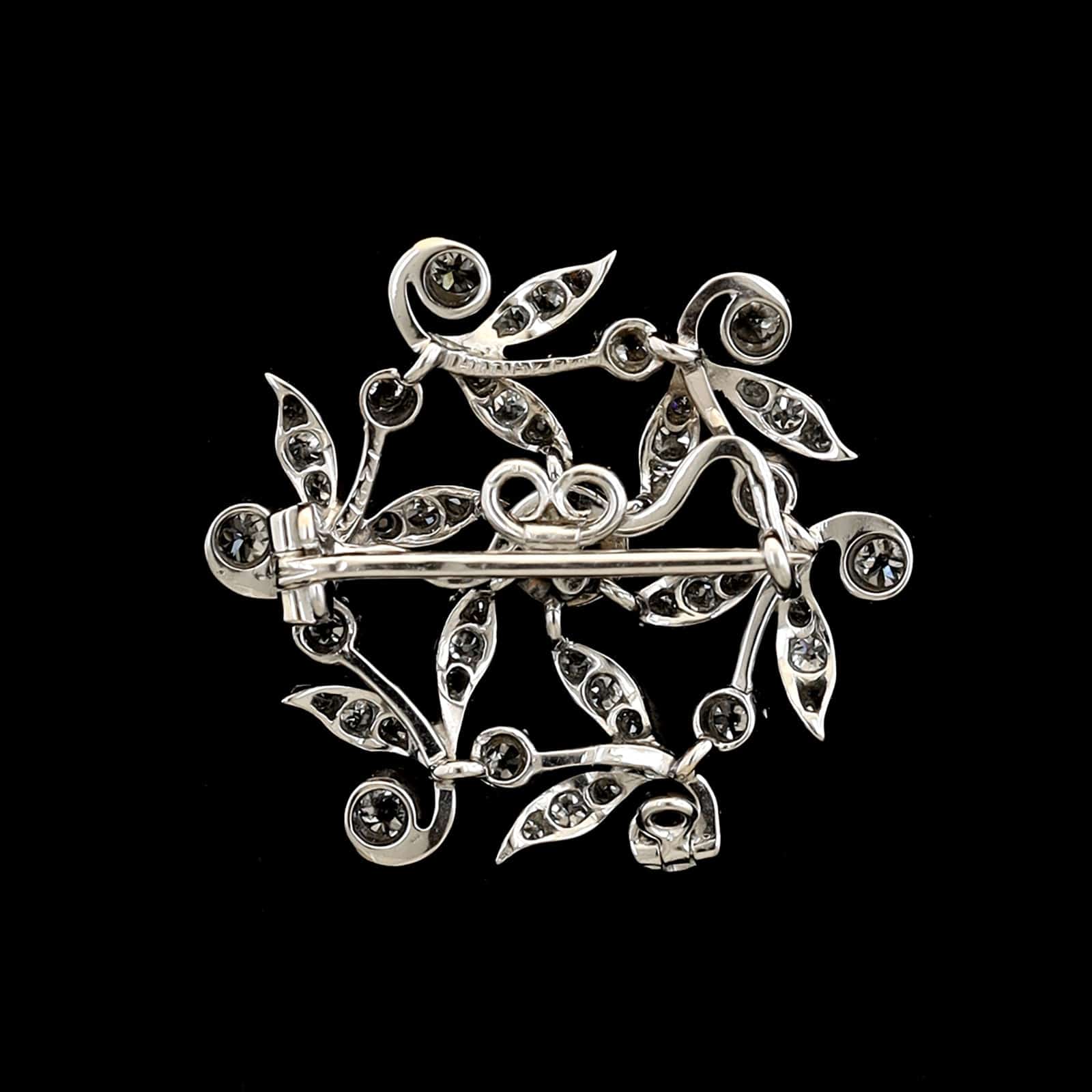 Antique 14K White Gold Estate Diamond Pin Pendant