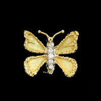 18K Two-tone Gold Estate Diamond Butterfly Pin