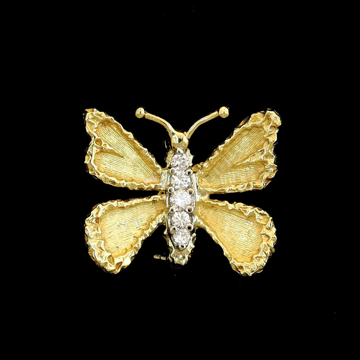 18K Two-tone Gold Estate Diamond Butterfly Pin