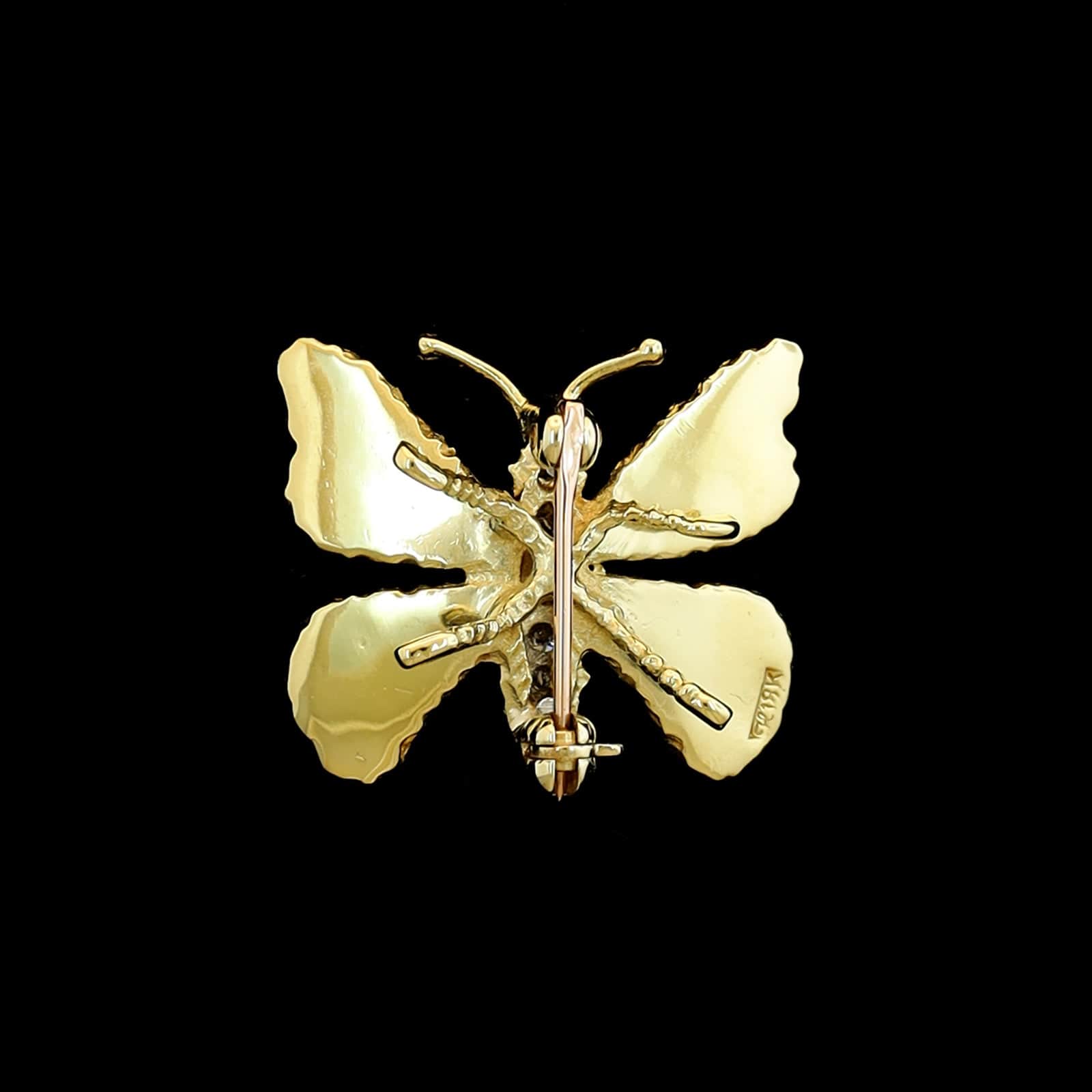 18K Two-tone Gold Estate Diamond Butterfly Pin