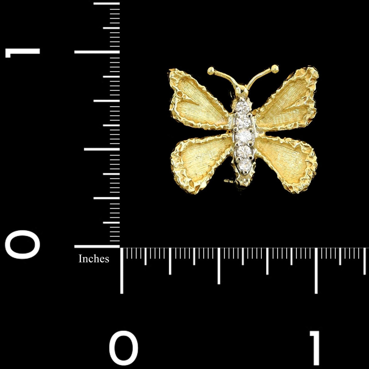 18K Two-tone Gold Estate Diamond Butterfly Pin