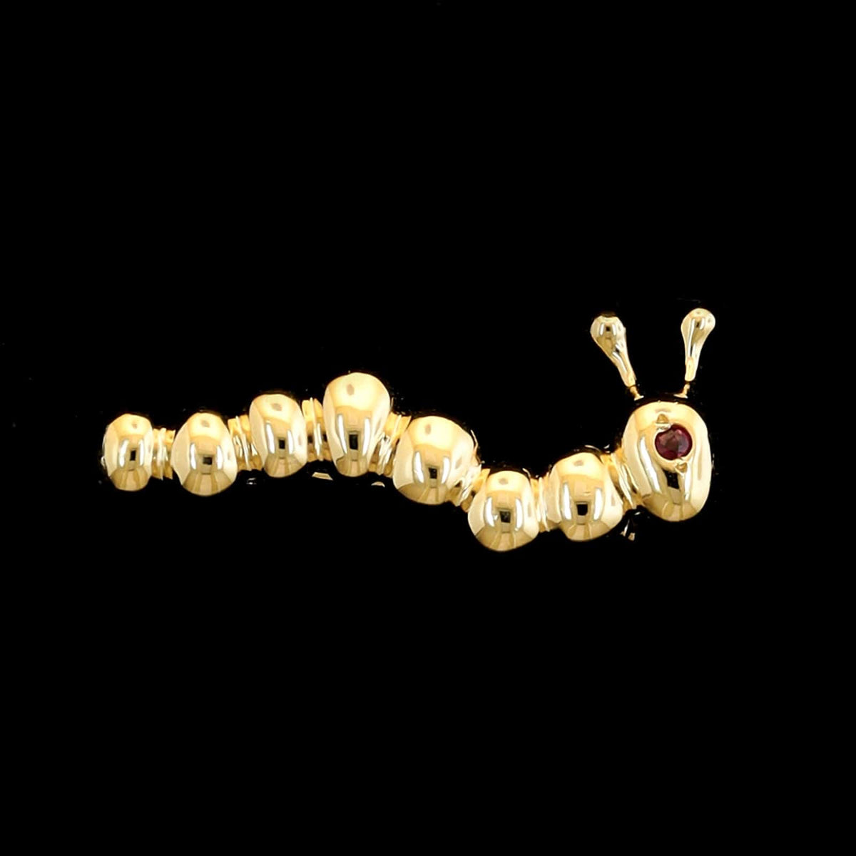 14K Yellow Gold Estate Caterpillar Pin