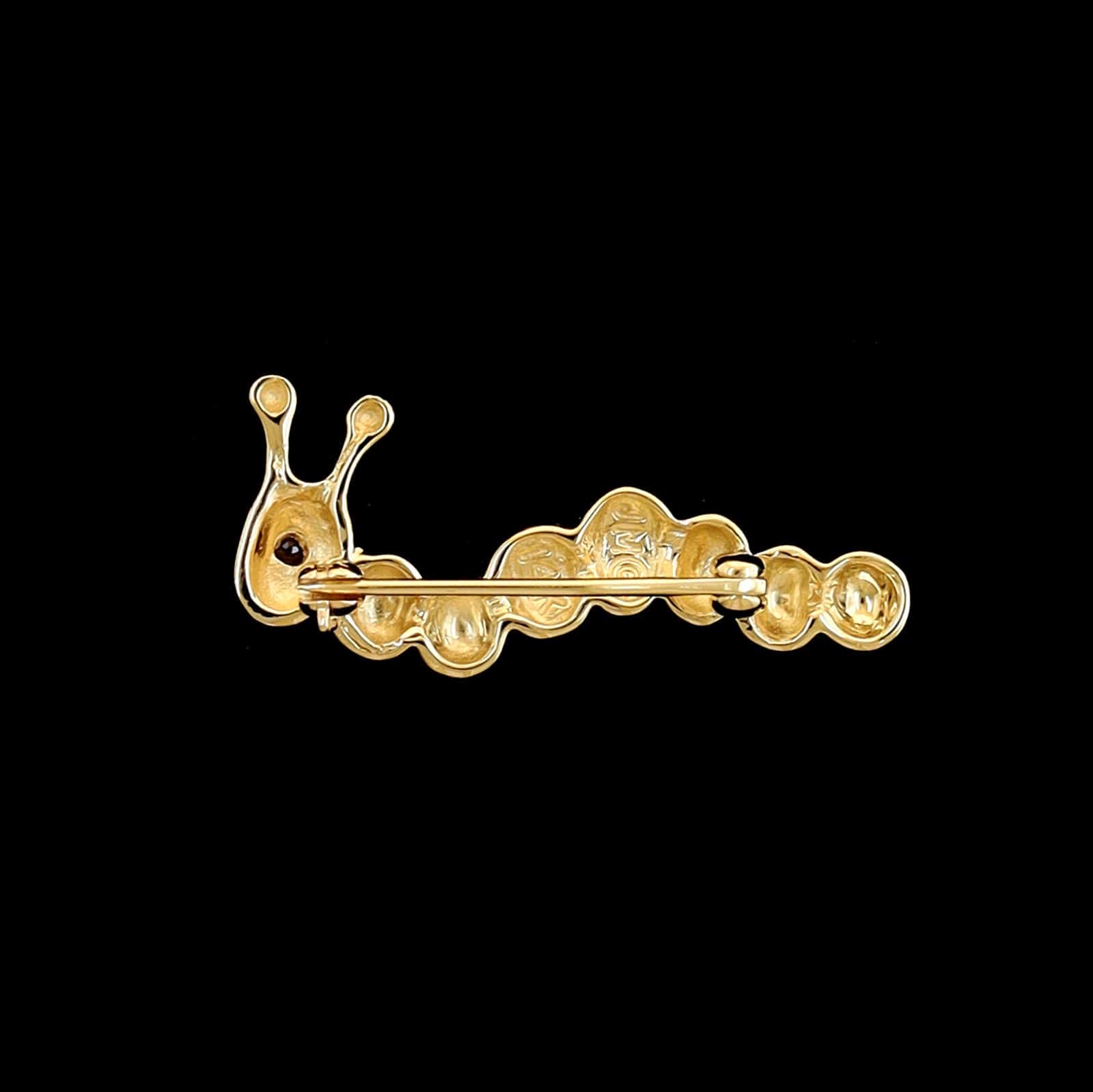 14K Yellow Gold Estate Caterpillar Pin