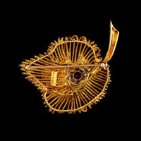Hammerman Bros. 18K Yellow Gold Estate Ruby and Diamond Leaf Pin