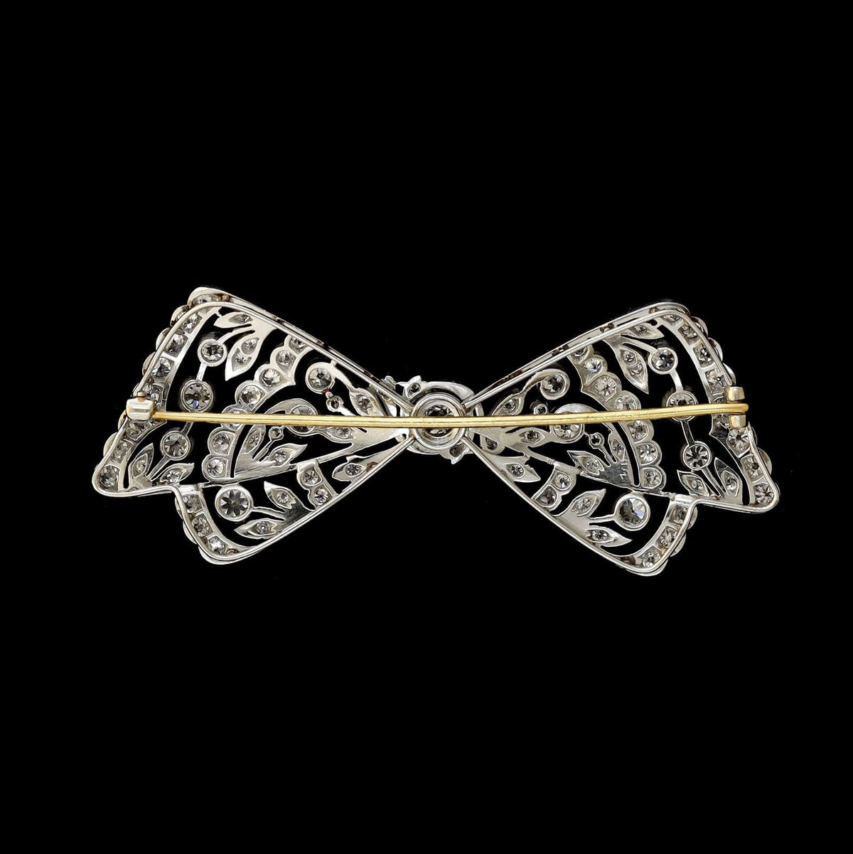 Edwardian Platinum Estate Diamond Bow Pin