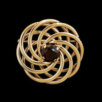 14K Rose Gold Estate Garnet Swirl Pin