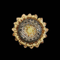 Alex Soldier 18K Yellow Gold Estate Diamond Sunflower Pin Pendant
