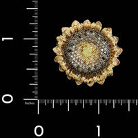 Alex Soldier 18K Yellow Gold Estate Diamond Sunflower Pin Pendant