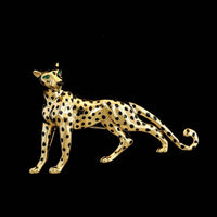 Cartier 18K Yellow Gold Estate Enamel Panthere Brooch, France