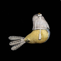 18K Two-tone Gold Estate Cultured Baroque Pearl and Diamond Bird Brooch