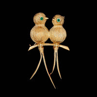 14K Yellow Gold Estate Lovebirds Pin