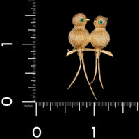 14K Yellow Gold Estate Lovebirds Pin