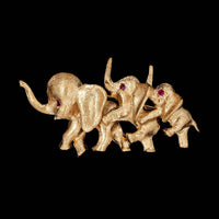 14K Yellow Gold Estate Elephant Pin