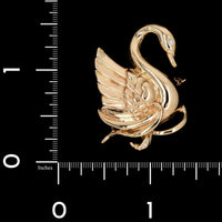 14K Yellow Gold Estate Diamond Swan Pin