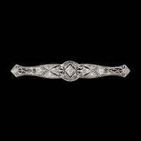 Vintage 18K White Gold Estate Diamond Bar Pin